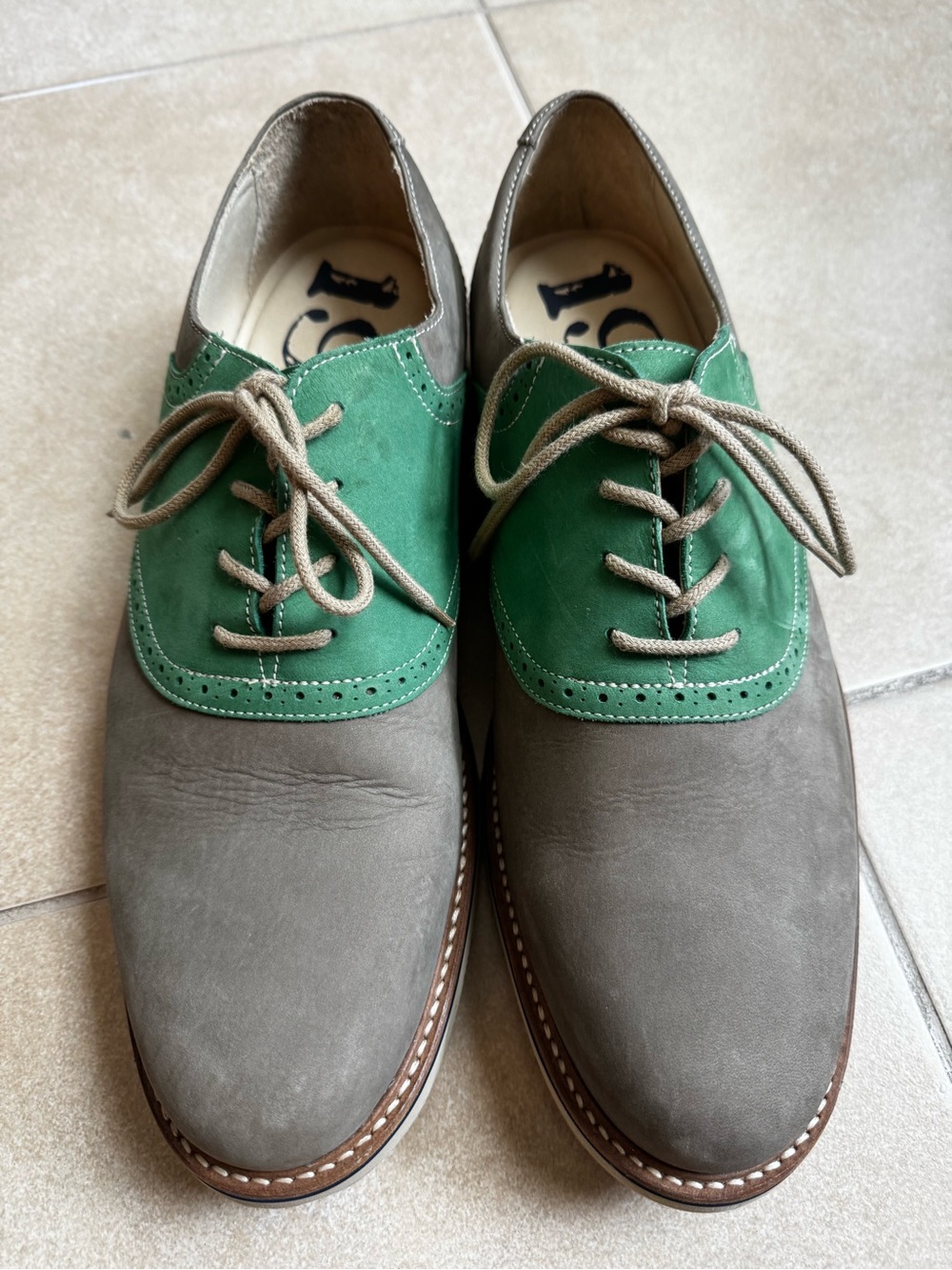 1901 Gray and Green Two-Tone Men's Lace-Up Oxfords